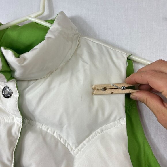 American Eagle Down Fill Reversible Puffer Vest Women S Y2K Kelly Green Rave AEO - Picture 13 of 16